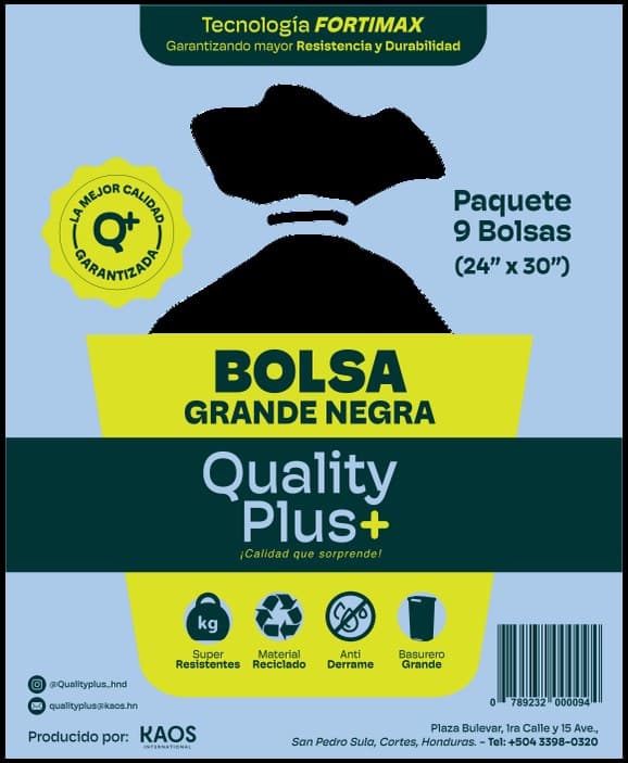 Bolsa Grande Negra Paquete 24"x30"