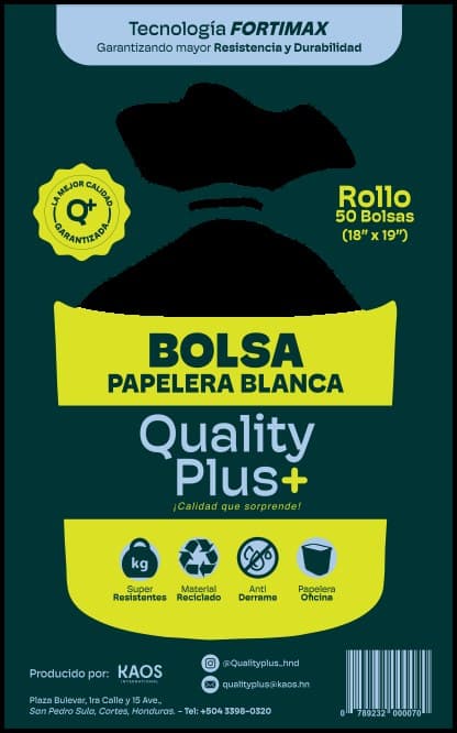 Bolsa Papelera Blanca Rollo 18"x19"